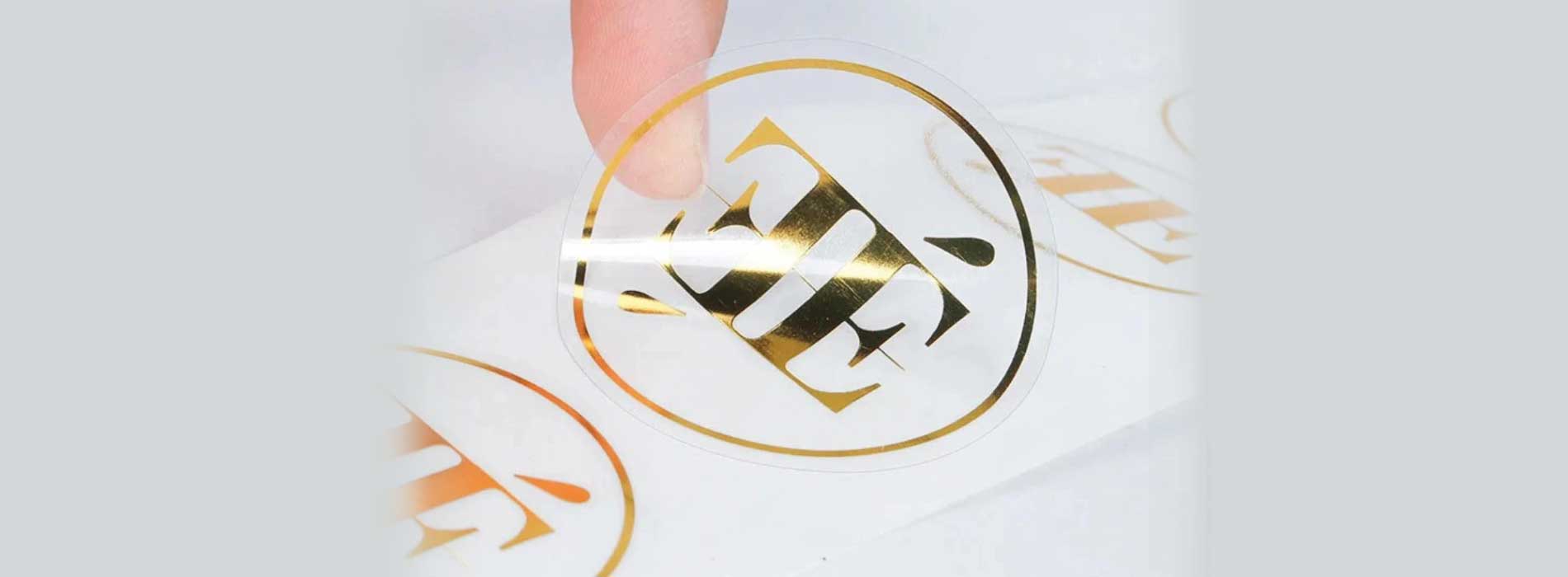 adesivo transparente dourado hotstamping