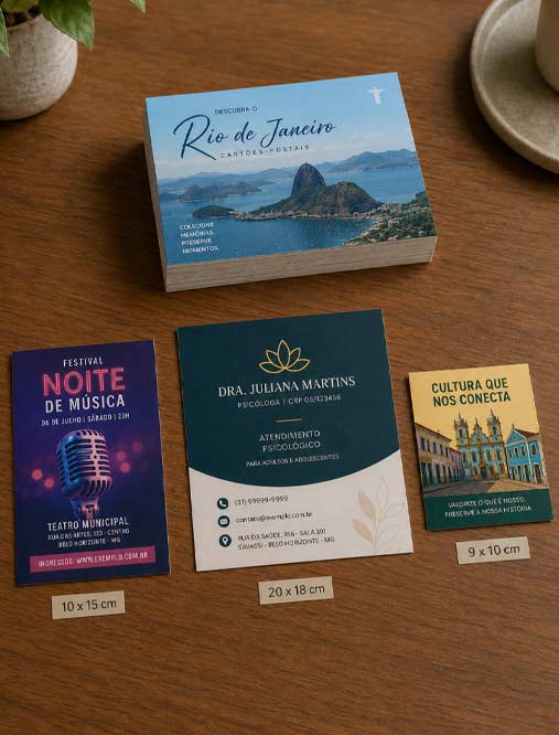 cartão postal personalizado RJ tamanhos