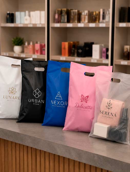 sacolas plásticas personalizadas para loja com logo