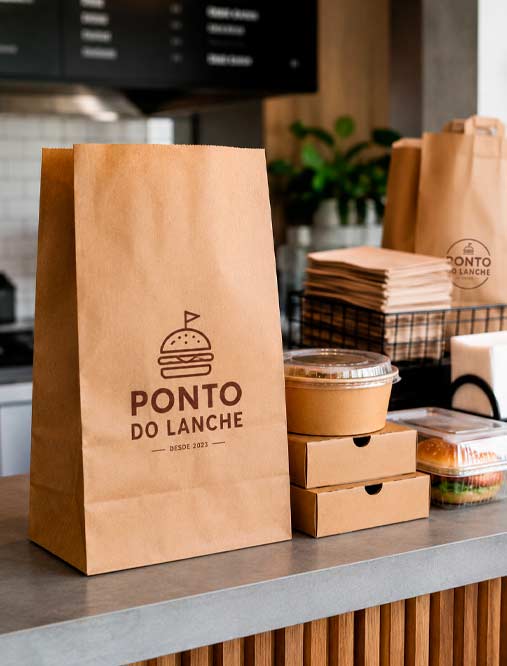 saco kraft delivery personalizado para restaurantes e lanchonetes