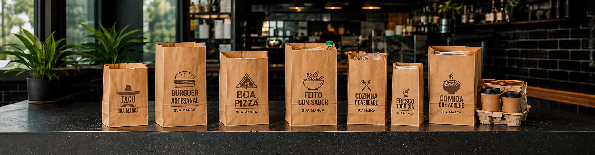 saco kraft personalizado para loja e delivery