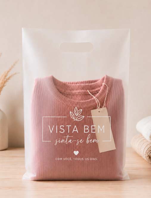 sacola plástica personalizada transparente com impressão em uma cor