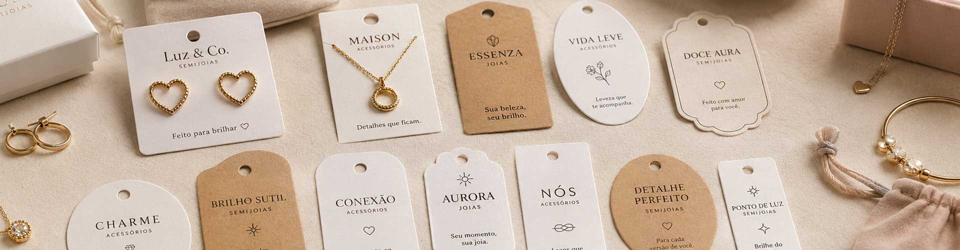 tag para joias personalizada em papel couchê kraft e reciclado