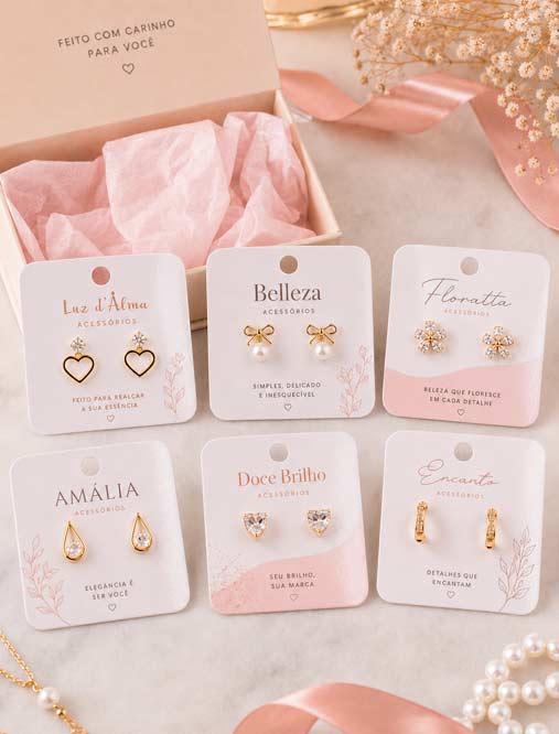 cartela para brincos personalizada com impressão em papel couchê