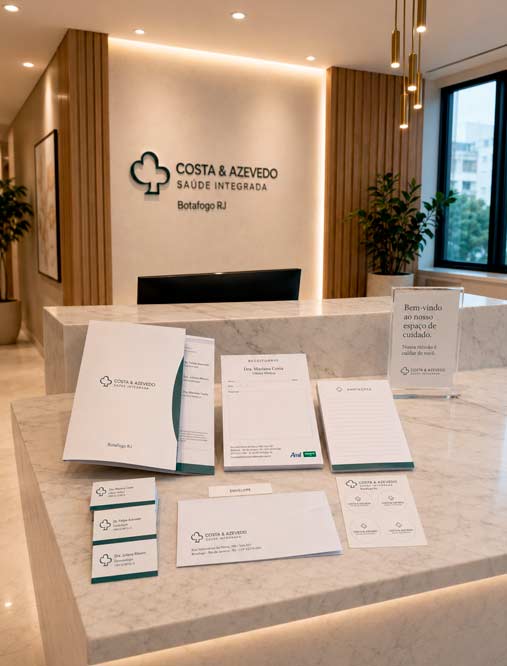 Receituários, cartões e impressos personalizados para clínicas e consultórios em Botafogo RJ
